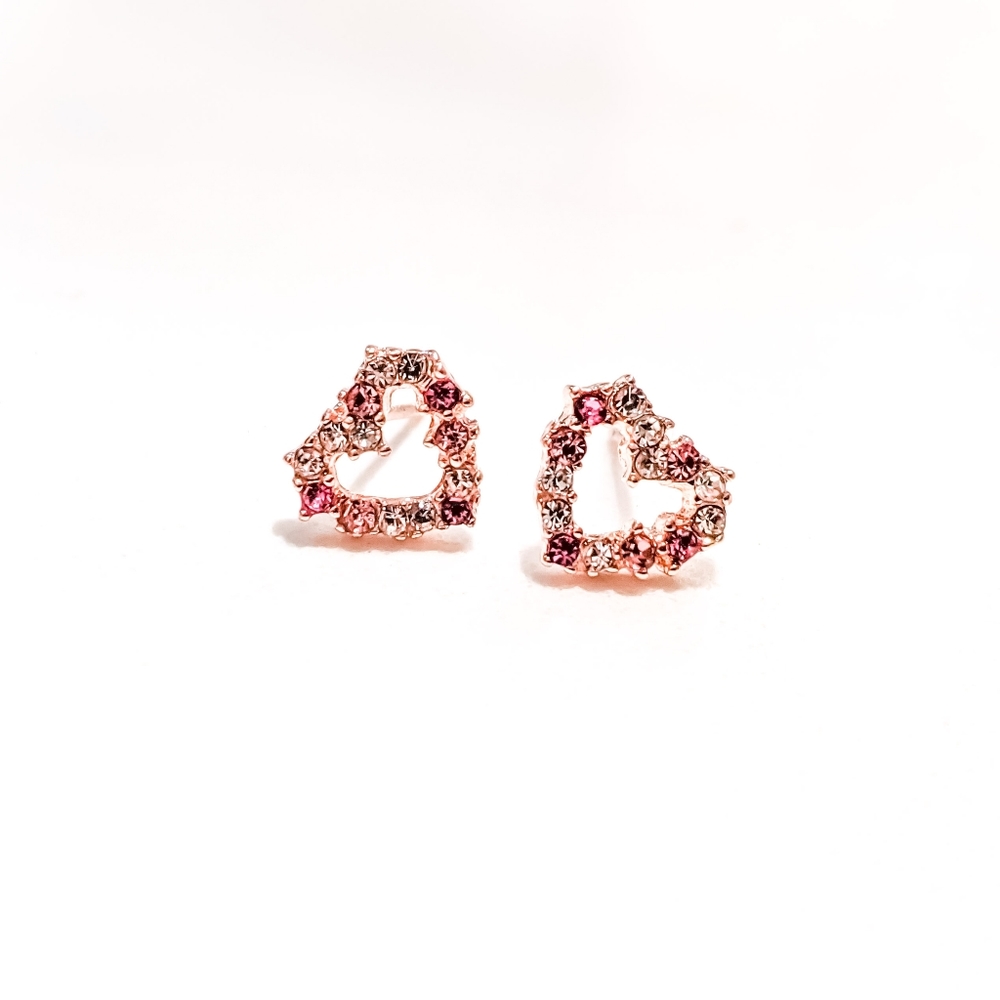 Tiny Gold Heart Earrings - Picture 6 of 7